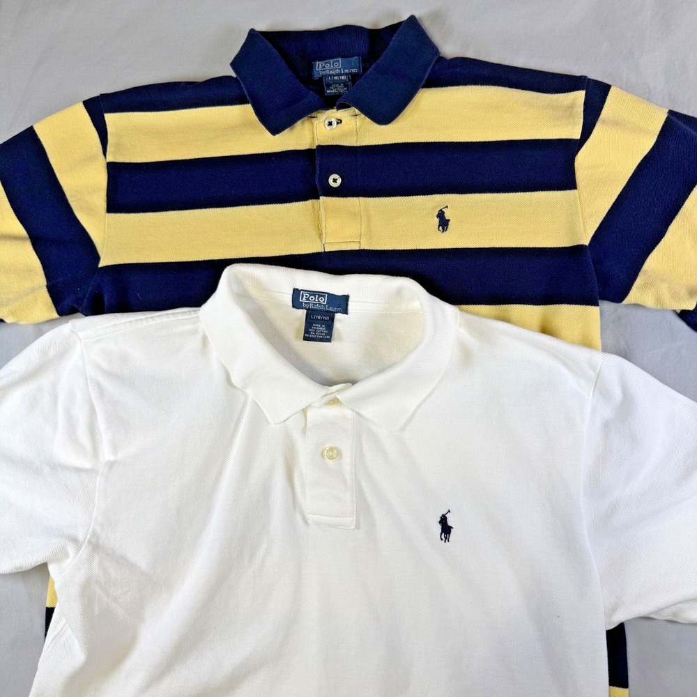 Lot of 2 Vintage Polo Ralph Lauren Polo Shirts‎ Youth Size Large 16-18